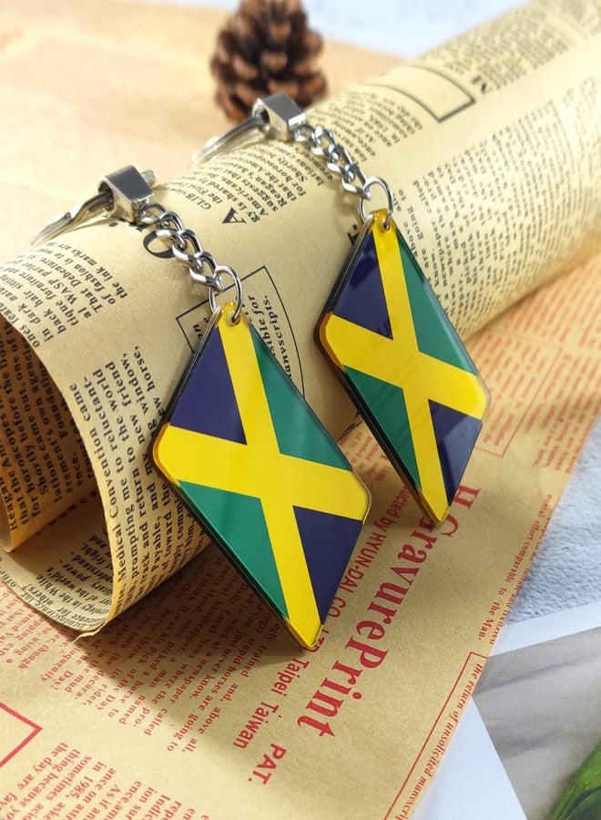 QQSD Jamaica Flag Keychain Jamaican Key Ring, 2 Pack - Image 4